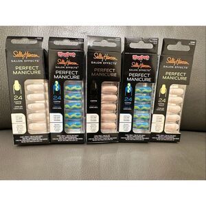 Sally Hansen Ring Pop Green and Blue and French Tip Coffin Shape Nails New